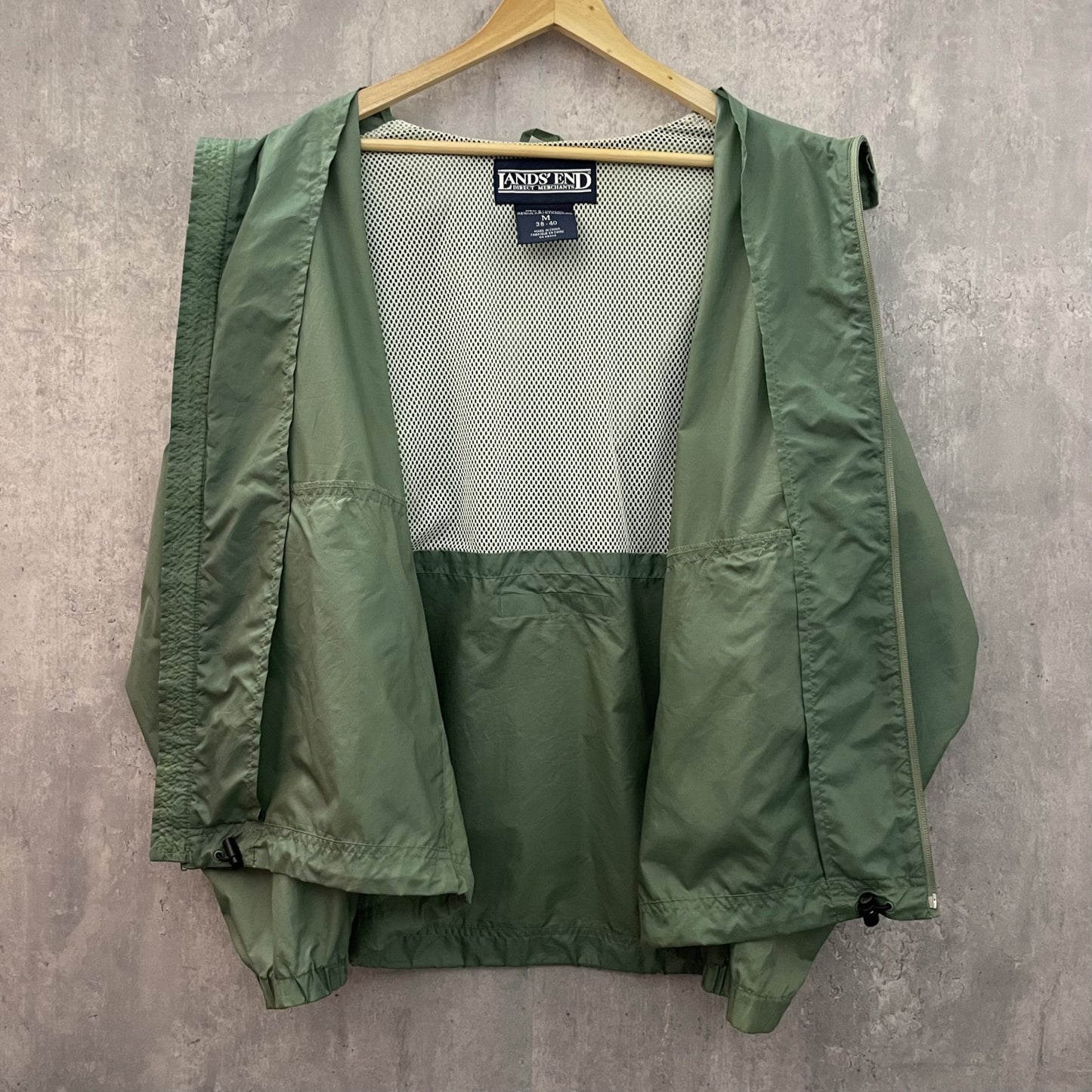 90s vintage 古着 ビンテージ ランズエンド LANDS END ナイロンジャケット フルジップ ドローコード テック