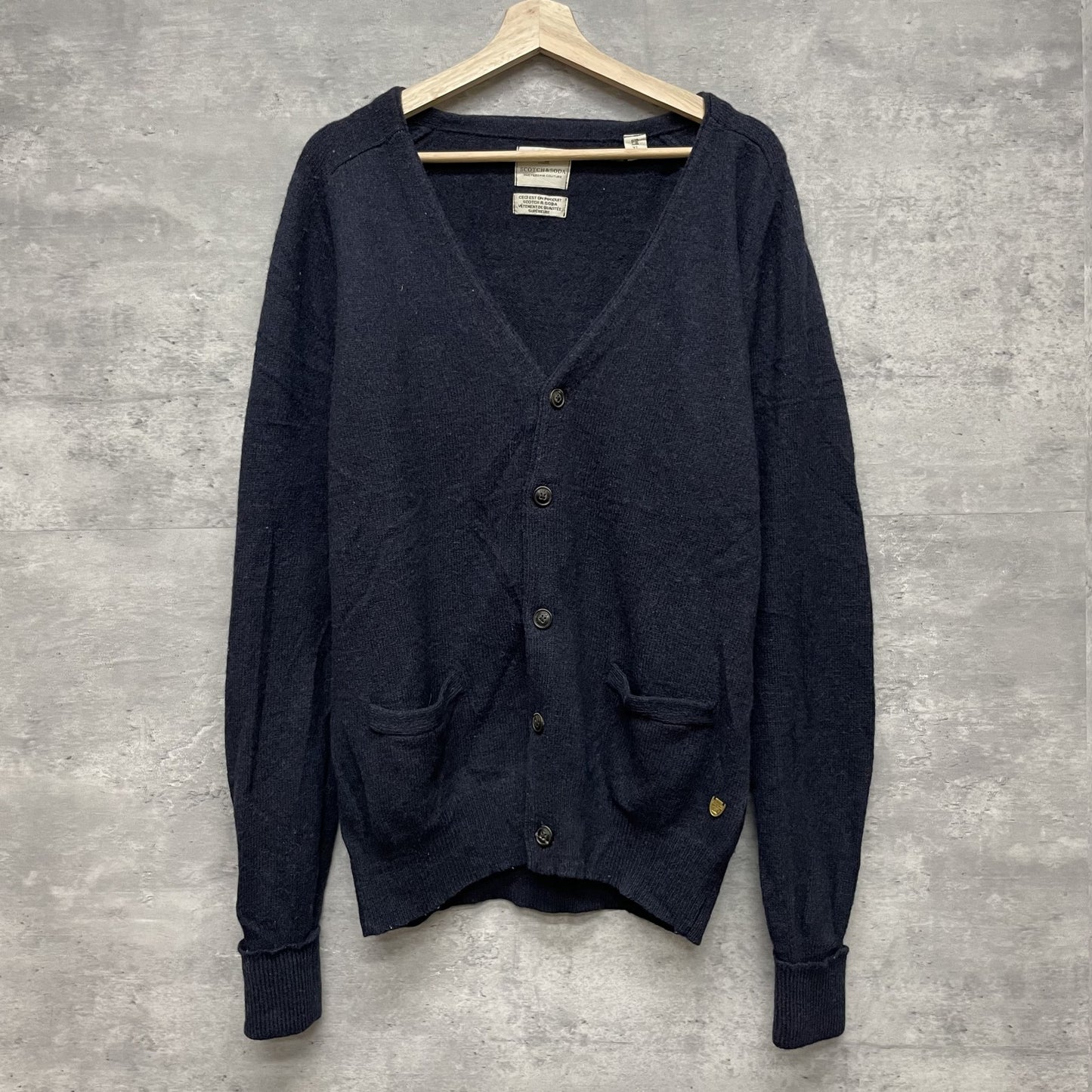 90s SCOTCH&SODA vintage 古着 ビンテージ ウール カーディガン ネイビー