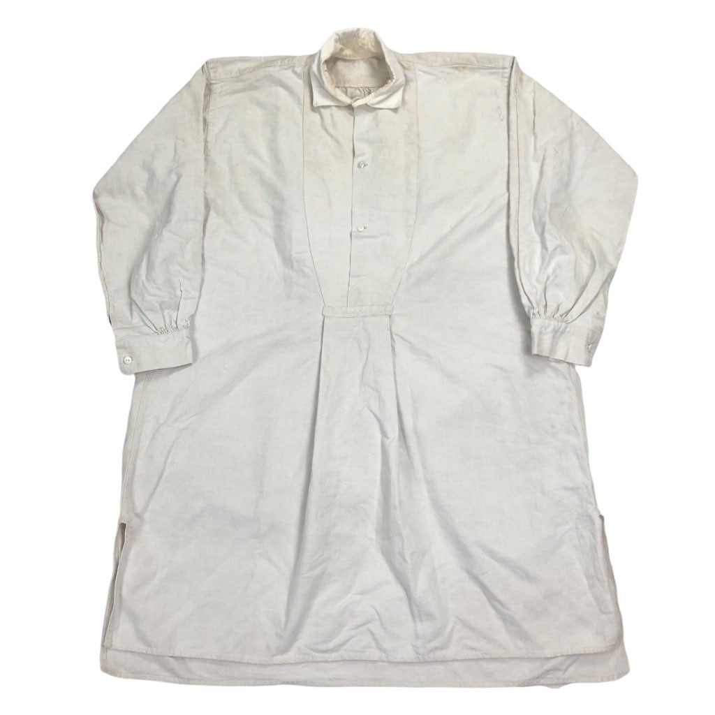 20s vintage フレンチリネン グランパシャツ 長袖シャツ プルオーバー ガラスボタン