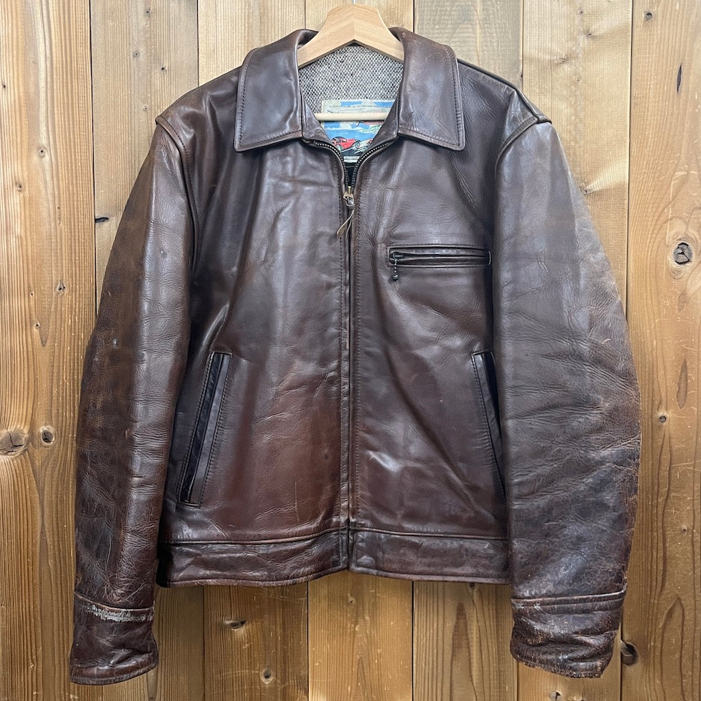 90s vintage Aero Leather エアロレザー ハイウェイマン レザージャケット ライダース シングル TALONジッパー  ジップアップ フルジップ