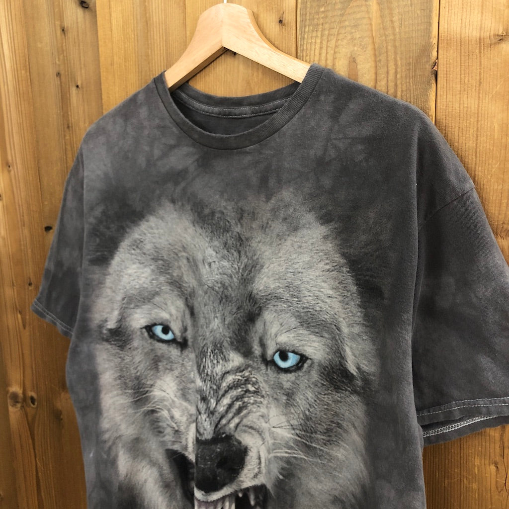 3D TEES BY THE MOUNTAIN アニマルTシャツ 半袖 カットソー オオカミ 狼 タイダイ