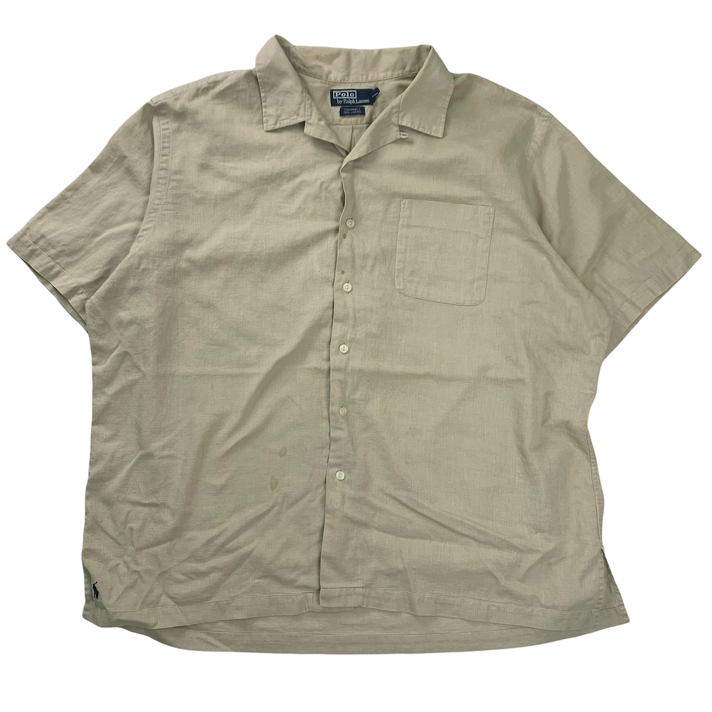 90s vintage Polo Ralph Lauren ポロラルフローレン CALDWELL オープンカラーシャツ cotton100%