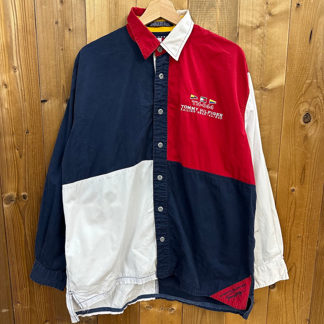 90s vintage TOMMY HILFIGER トミーヒルフィガー セーリングシャツ 長袖シャツ SAILING GEAR マルチカラー