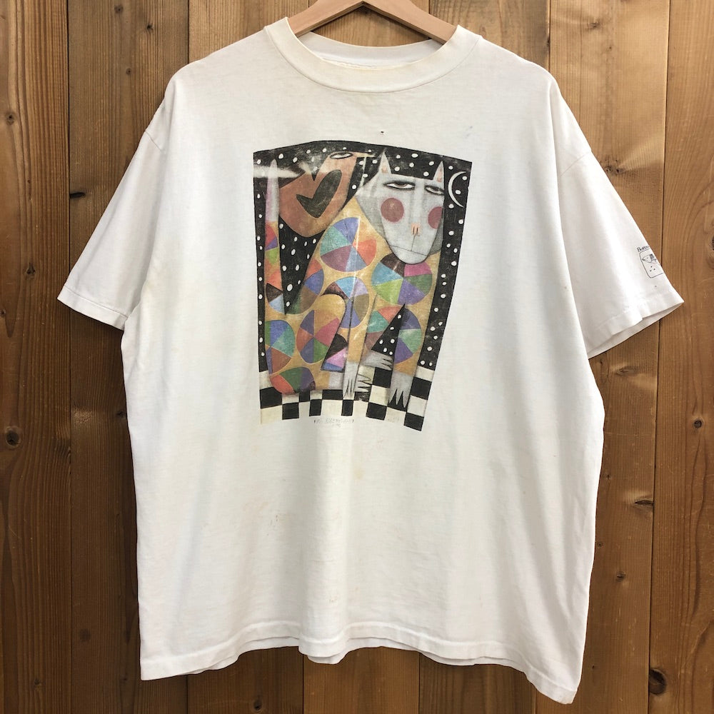 80s 90s vintage USA製 ONEITA オニータ Chris roberts antieau クリス・ロバーツ・アンティオー プリント Tシャツ 半袖 カットソー