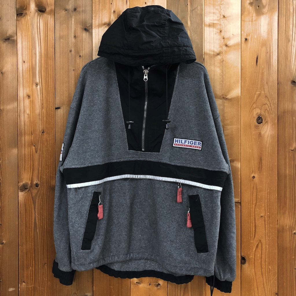 90s vintage TOMMY HILFIGER トミーヒルフィガー ATHLETIC GEAR アスレチックギア ハーフジップ フリース  プルオーバー ナイロン切替