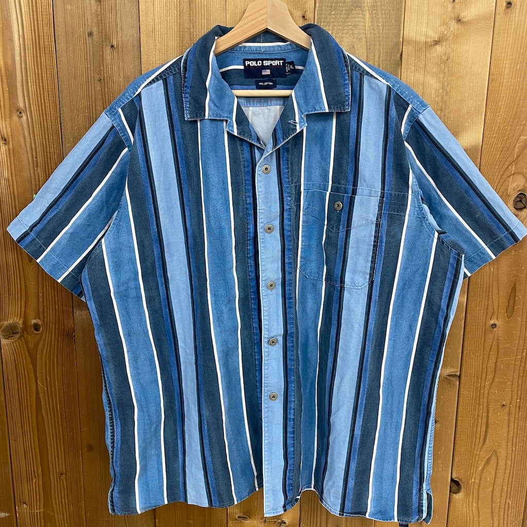 90s vintage POLO SPORTS RALPH LAUREN ポロスポーツ ラルフローレン 太ストライプ 半袖シャツ