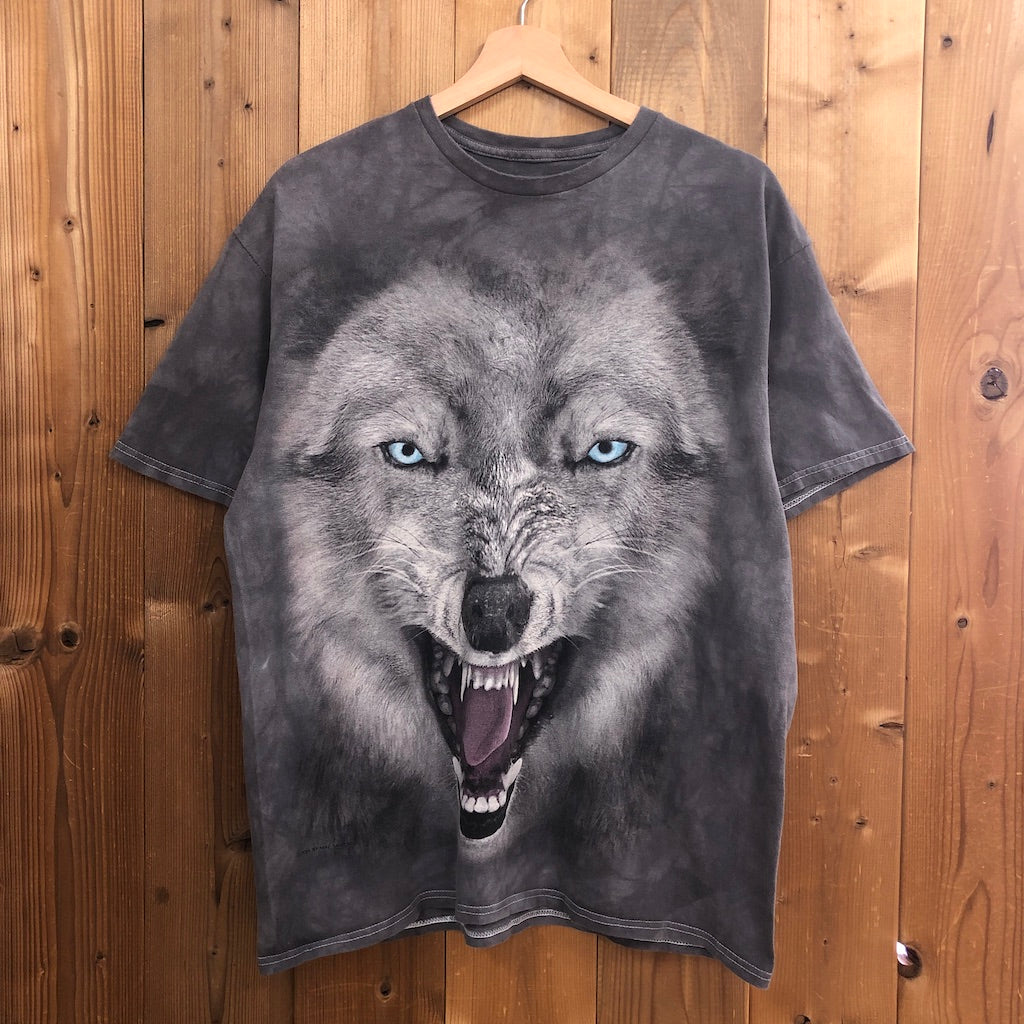 3D TEES BY THE MOUNTAIN アニマルTシャツ 半袖 カットソー オオカミ 狼 タイダイ