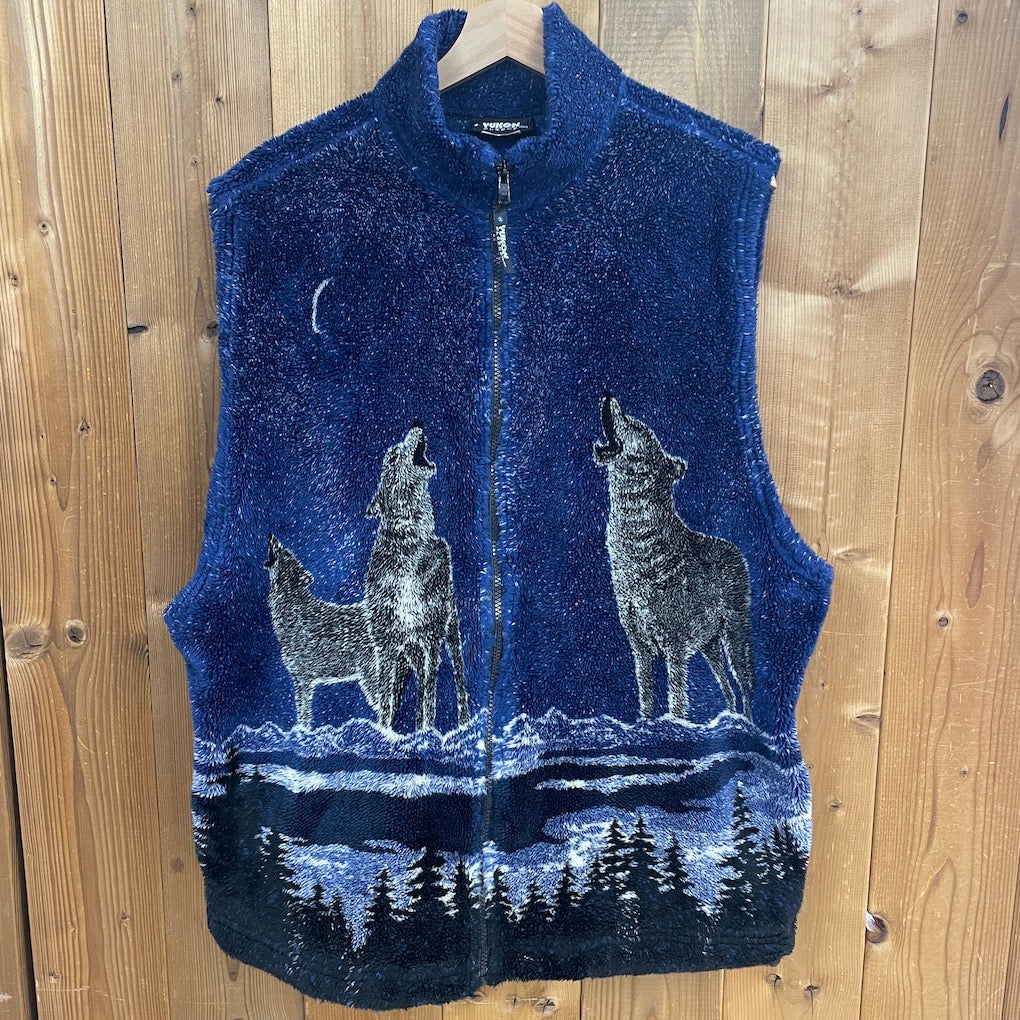 90s vintage カナダ製 YUKON オオカミ 狼 フリーヌ フリース ベスト