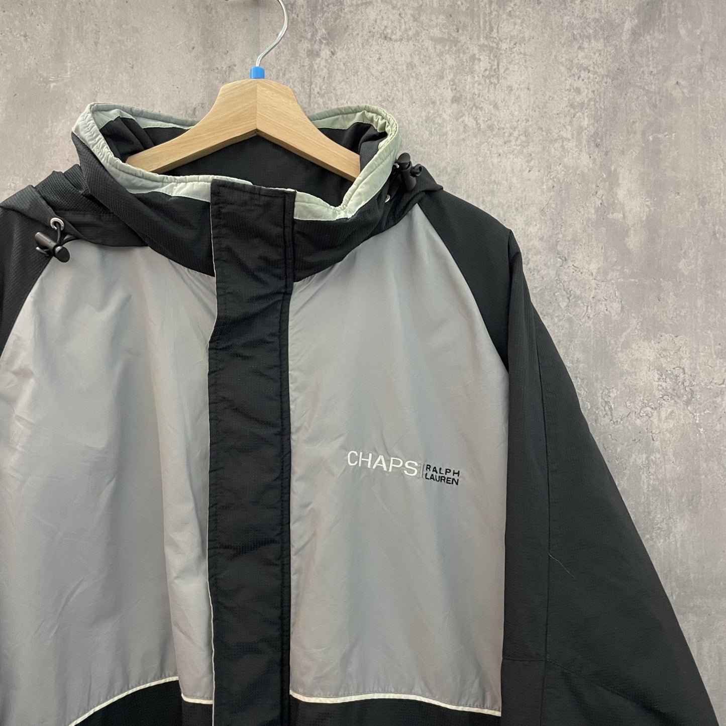 90s vintage 古着　ビンテージ　CHAPS　チャップス　ラルフローレン　ナイロンジャケット　ツートン　ストリート　ドローコード