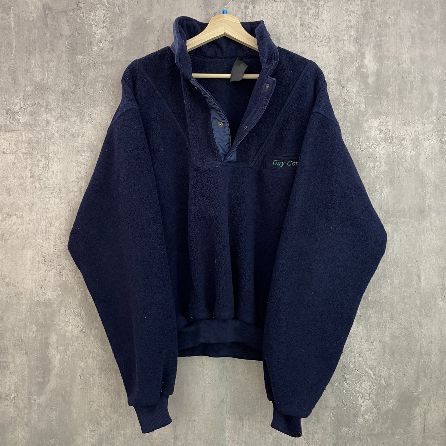 90s vintage 古着　ビンテージ　Guy Cotten ハーフ　スナップ　ボタン　ジャケット　フリース　ワンカラー　防寒　シンプル