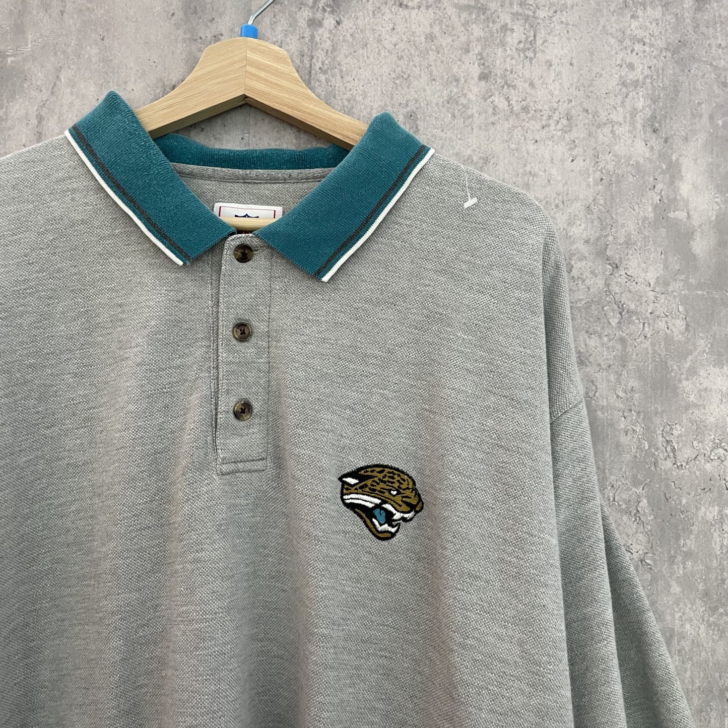90s vintage 古着　ビンテージ　NFL ポロシャツ　ストリート　カジュアル　胸元刺繍　グレー