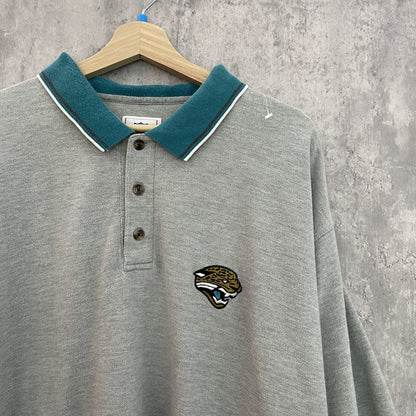 90s vintage 古着　ビンテージ　NFL ポロシャツ　ストリート　カジュアル　胸元刺繍　グレー
