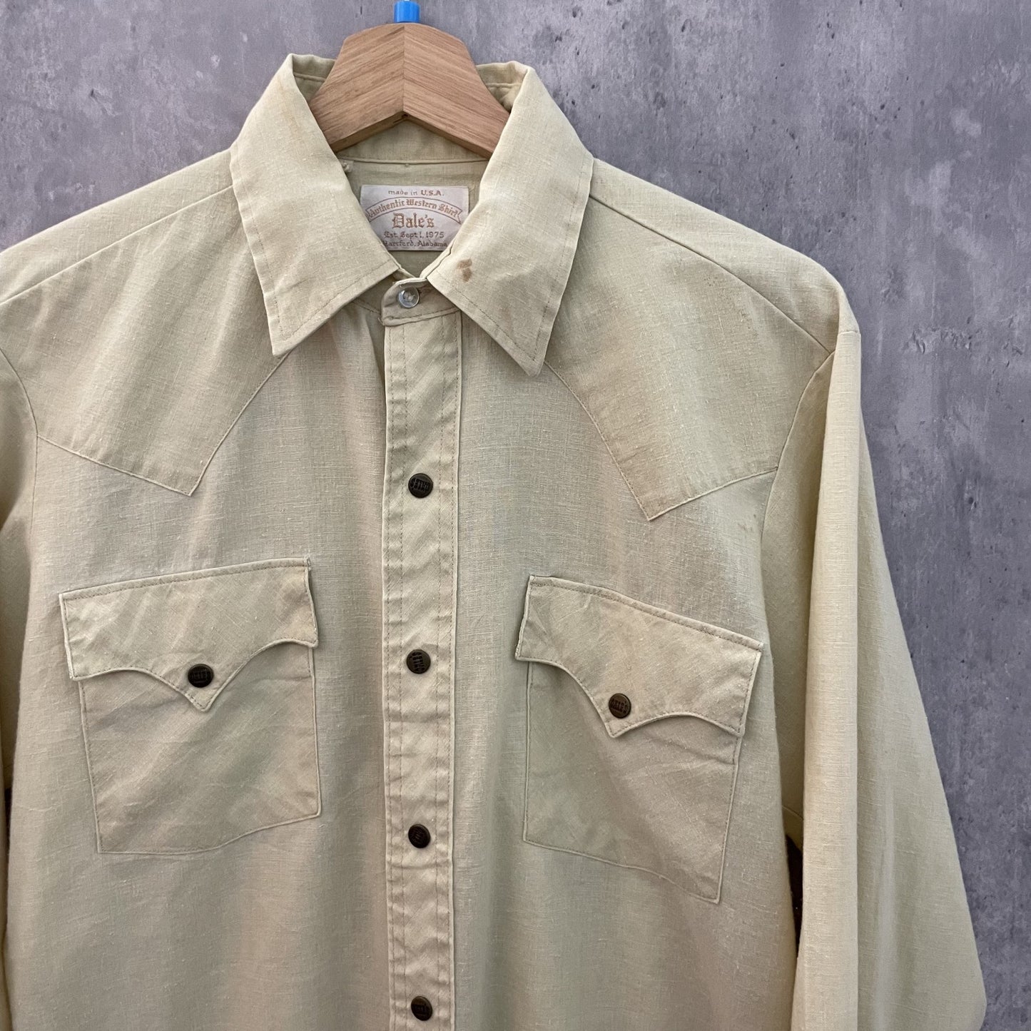 70s USA製　Dale's ウエスタン長袖シャツ　スナップボタン　襟芯