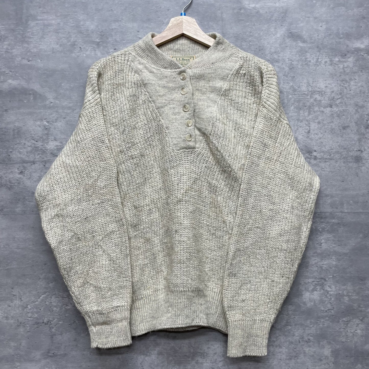 80s vintage 古着　ビンテージ　USA製　L.L.Bean エルエルビーン　ハーフボタン　ウールニット　アウトドア