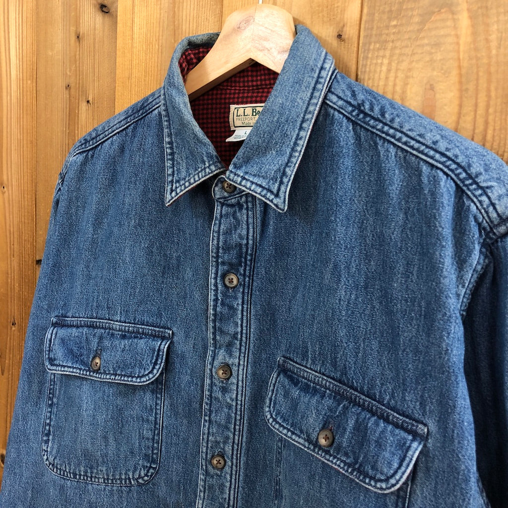 USA製 80s vintage L.L.Bean エルエルビーン デニムシャツ 裏地コットンネル