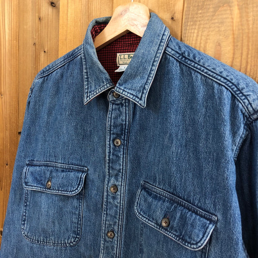 USA製 80s vintage L.L.Bean エルエルビーン デニムシャツ 裏地コットンネル