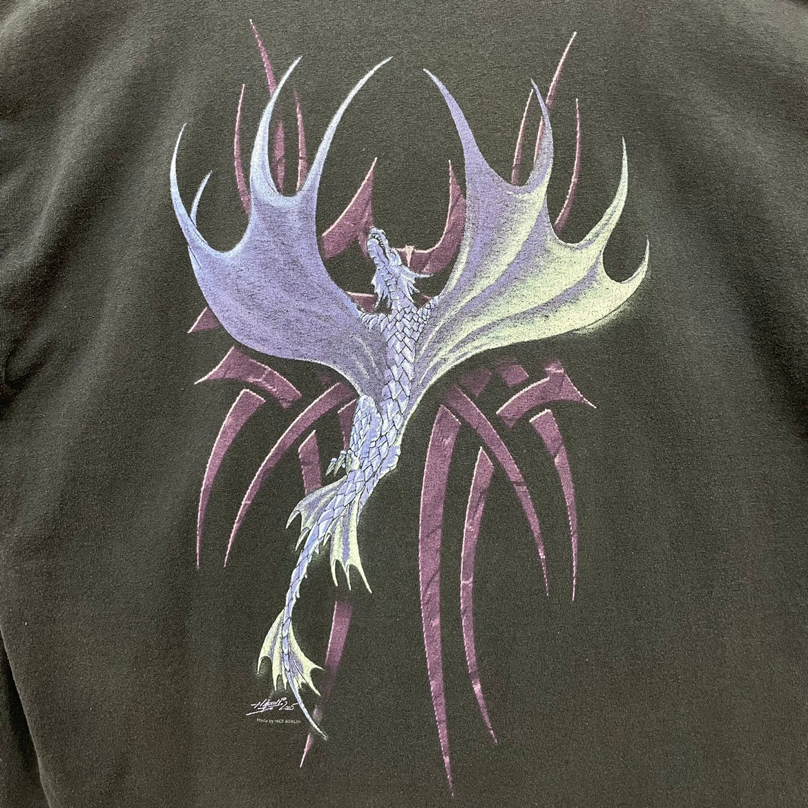00s FRUIT OF THE LOOM Tribal Dragon ドラゴン フルーツオブザルーム 半袖 Tシャツ 両面プリント 古着 ビンテージ ブラック XL