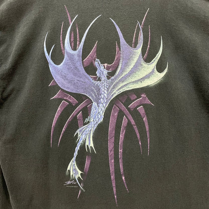 00s FRUIT OF THE LOOM Tribal Dragon ドラゴン フルーツオブザルーム 半袖 Tシャツ 両面プリント 古着 ビンテージ ブラック XL