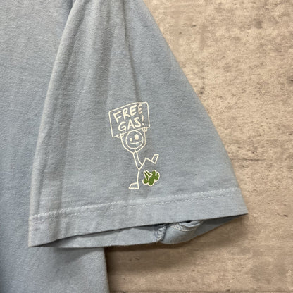 00s vintage 古着　ビンテージ　ブルー　袖ロゴ　ジョークTee アメカジ　ストリート　オーバーサイズ