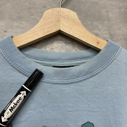 00s vintage 古着　ビンテージ　ブルー　袖ロゴ　ジョークTee アメカジ　ストリート　オーバーサイズ