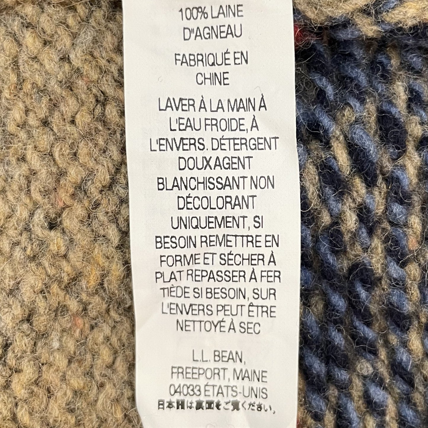 90s vintage 古着　ビンテージ　エルエルビーン　L.L.Bean ウール　ニット　アウトドア　総柄　ノルディック　セーター