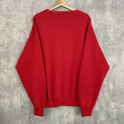 90s vintage 古着　ビンテージ　無地スウェット　クルーネック　Vネック　ワンカラー　ユルダボ　レッド