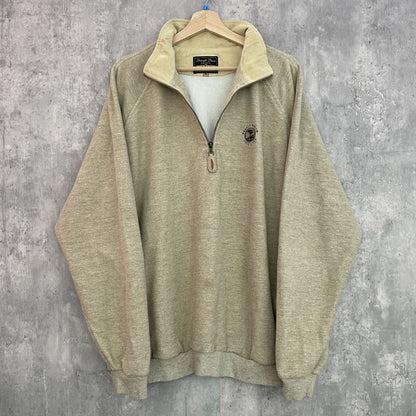 90s vintage 古着　ビンテージ　ストレートダウン　StraightDown スウェット　ハーフジップ　USA製　ワンポイント刺繍