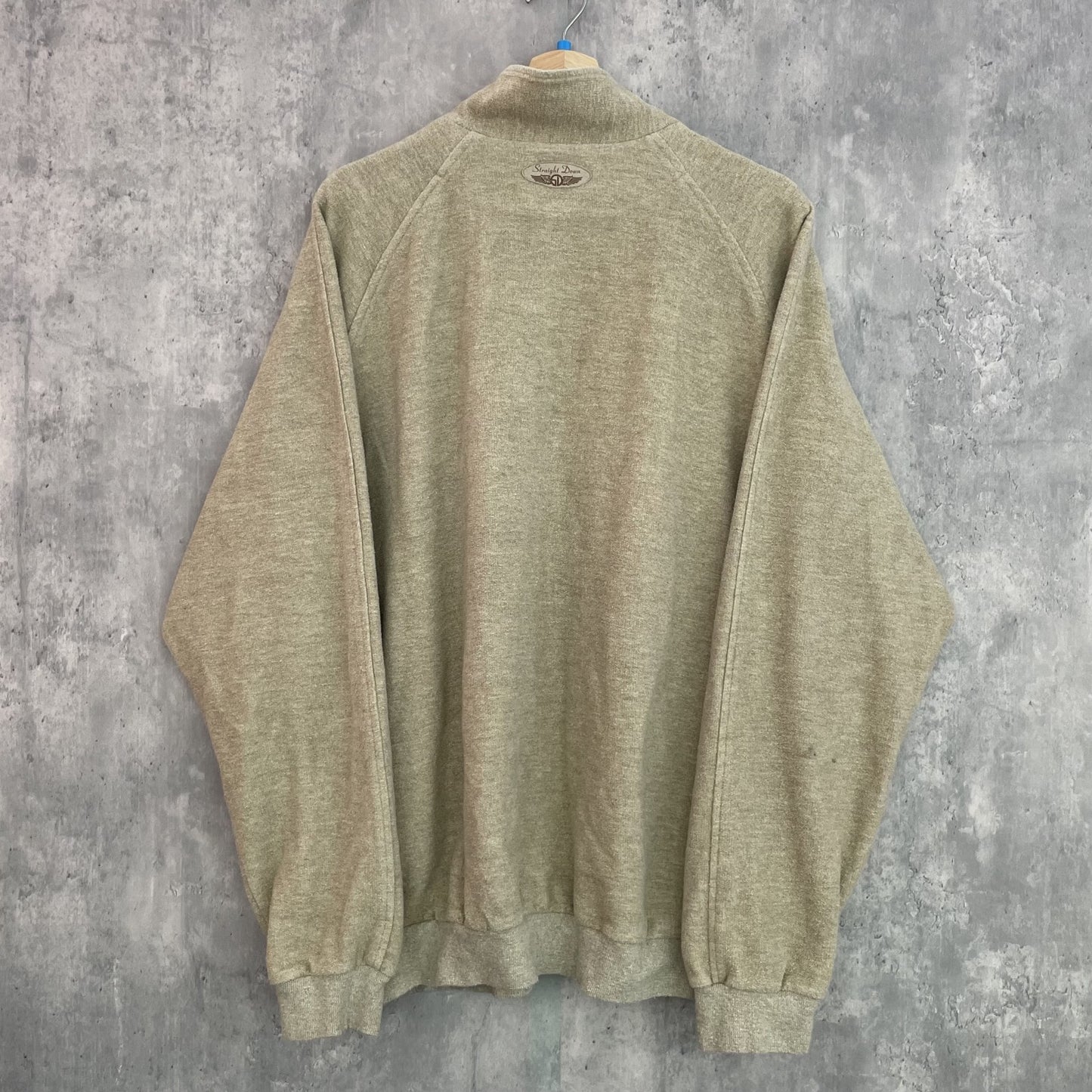 90s vintage 古着　ビンテージ　ストレートダウン　StraightDown スウェット　ハーフジップ　USA製　ワンポイント刺繍