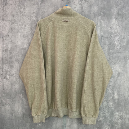 90s vintage 古着　ビンテージ　ストレートダウン　StraightDown スウェット　ハーフジップ　USA製　ワンポイント刺繍
