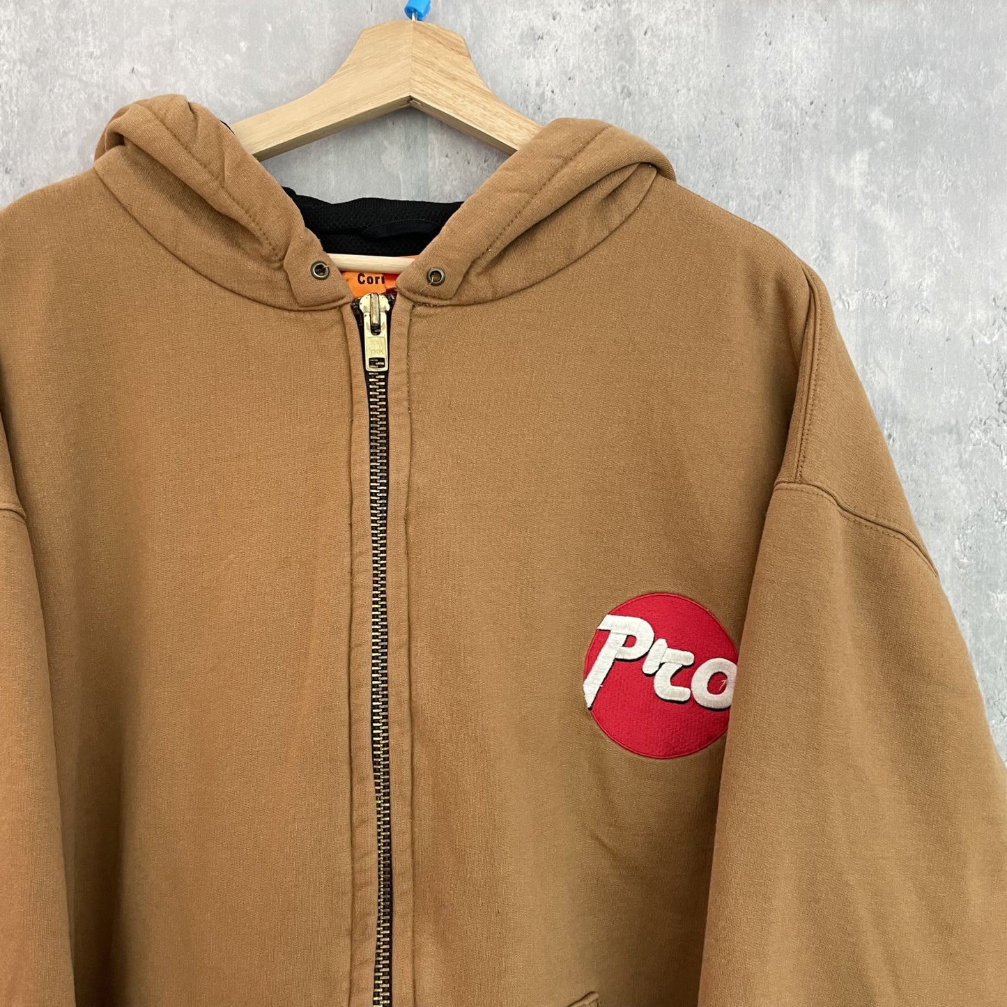 00s vintage 古着　ビンテージ　コーナーストーン　ジップアップパーカー　企業ロゴ　刺繍ロゴ　ワッペン　オーバーサイズ　CornerStone