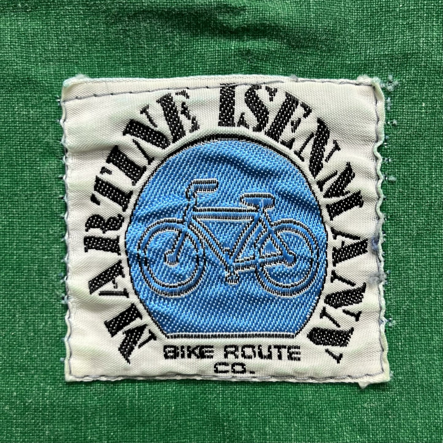 vintage 古着　ビンテージ　BIKE ROUTE コットンブルゾン　短丈　フライボタン　ブルー MARTINE ISENMANN