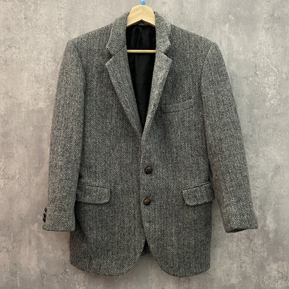 80s vintage 古着　ヴィンテージ　Harris Tweed ハリスツイード　ウールテーラードジャケット　カジュアル　紳士