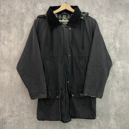 90s vintage 古着　ビンテージ　イングランド製　used オイルドジャケット　襟コーデュロイ　ダブルジップ　裏地チェック