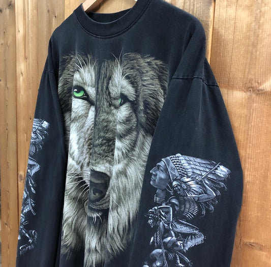 ROCK EAGLE ロックイーグル プリントTシャツ 半袖 カットソー WOLF 狼 オオカミ ウルフ