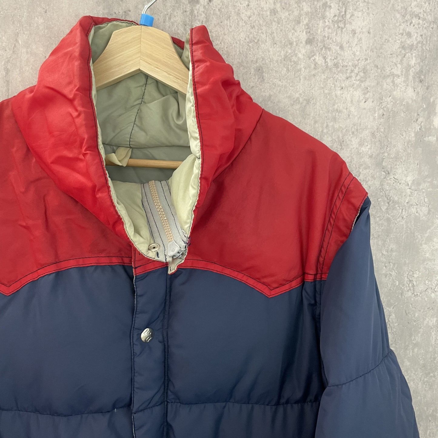 90s vintage 古着　USA製　ビンテージ　ダウンジャケット　アウトドア　ツートン　DENVER DOWN 袖取り外し