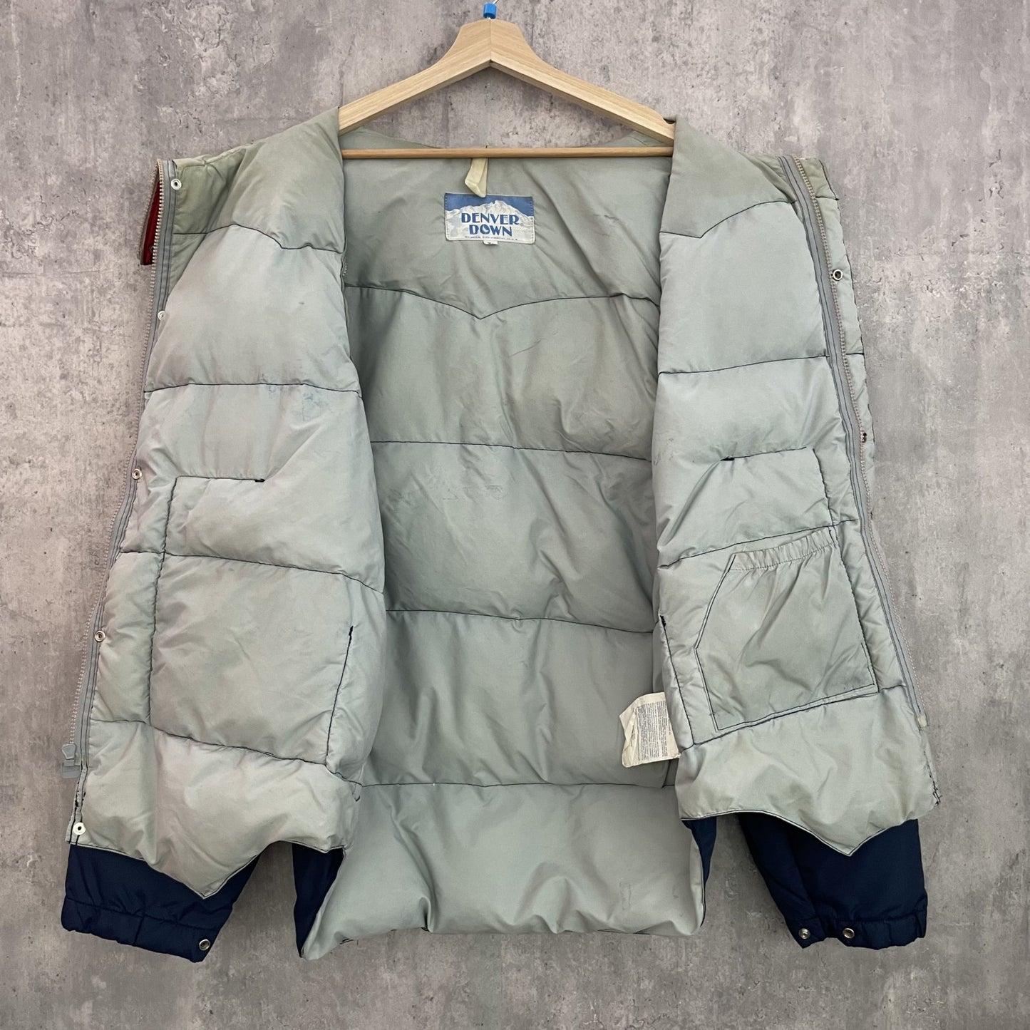 90s vintage 古着　USA製　ビンテージ　ダウンジャケット　アウトドア　ツートン　DENVER DOWN 袖取り外し