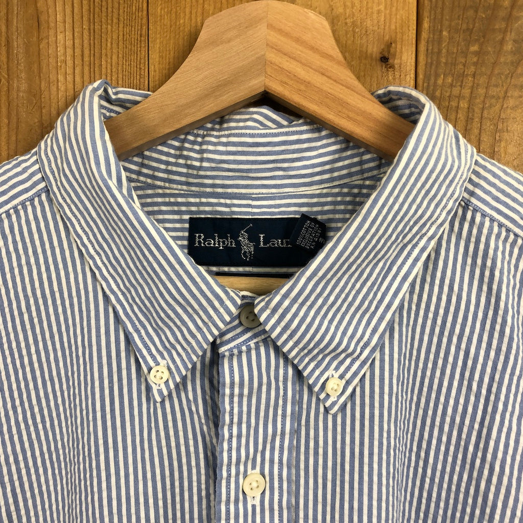 Ralph Lauren ラルフローレン CLASSIC FIT クラシックフィット 半袖シャツ シアサッカー ストライプ 古着/USED