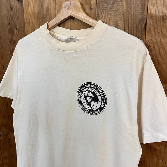 80s vintage USA製 LIVING EPISTLES サーフィン SURFERS FOR MISSIONS INTERNATIONAL プリントTシャツ 半袖 カットソー 1989