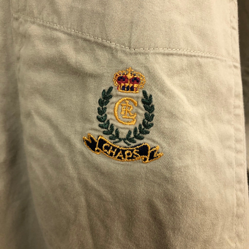 CHAPS チャップス 長袖シャツ BDシャツ ボタンダウン 無地 ワンポイント刺繍 ベージュ