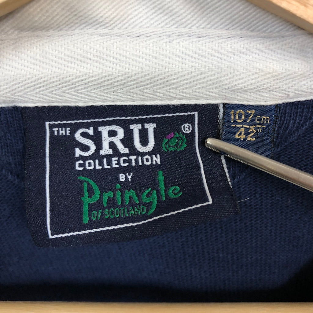 THE SRU COLLECTION BY Pringle OF SCOTLAND ラガーシャツ 長袖 ポロシャツ ネイビー、ホワイト