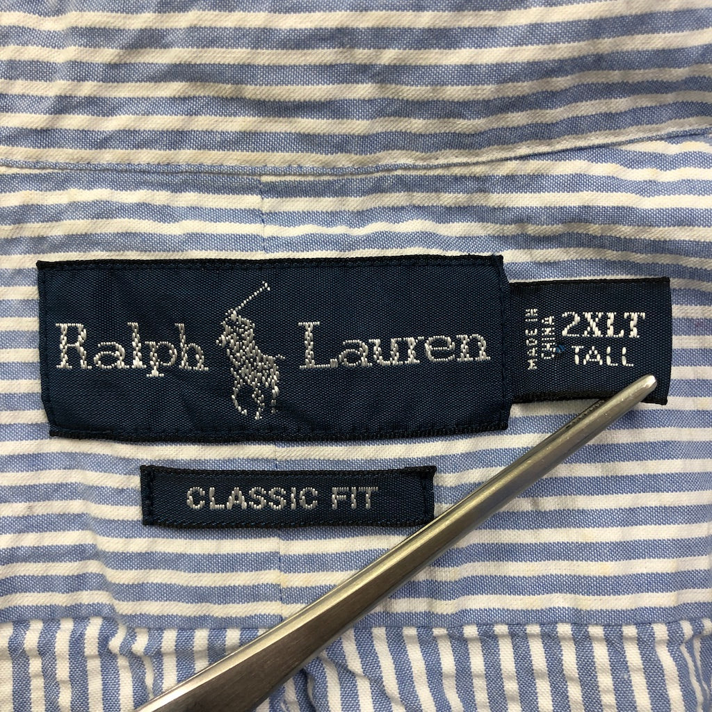 Ralph Lauren ラルフローレン CLASSIC FIT クラシックフィット 半袖シャツ シアサッカー ストライプ 古着/USED