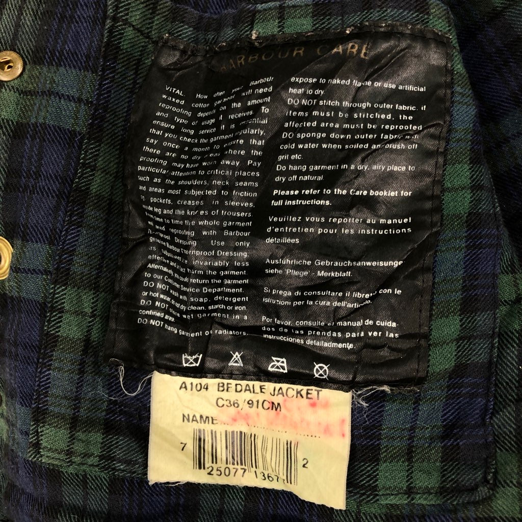 Barbour バブアー オイルドジャケット BEDALE ビデイル フルジップ ジップアップ 3ワラント