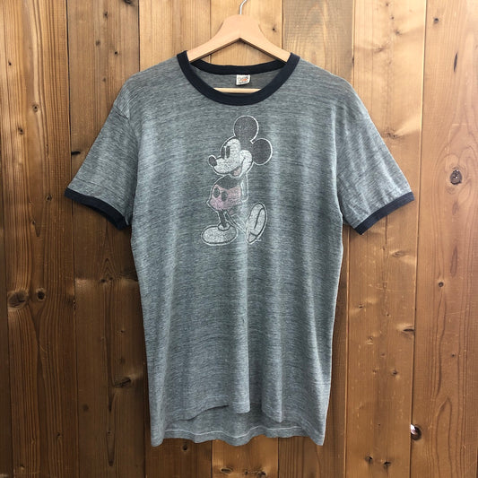 70s vintage USA製 Hanes ヘインズ リンガーTシャツ ディズニー ミッキー ディズニー キャラクター 半袖 カットソー