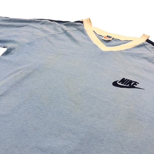 USA製 70s vintage NIKE ナイキ 半袖 Tシャツ カットソー オレンジタグ Vネック リンガーネック ワンポイント