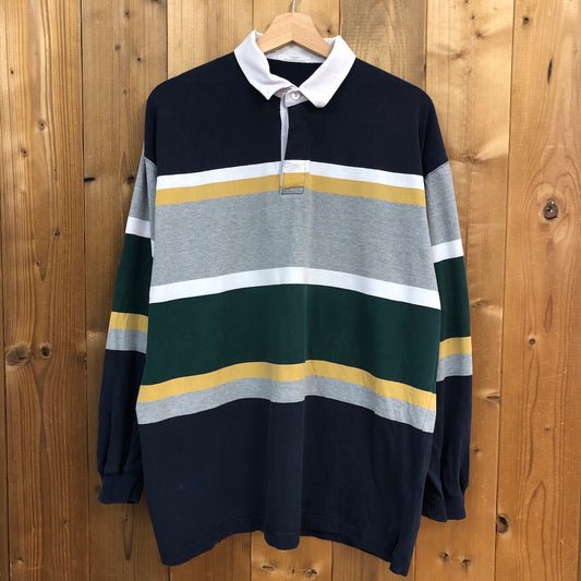 st.michael FROM MARKS&SPENCER ラガーシャツ 長袖 ポロシャツ ネイビー、ホワイト、グリーン、イエロー、グレー