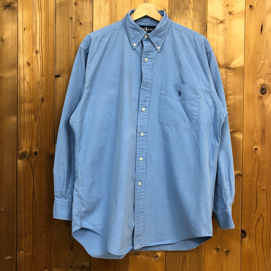 90s vintage Ralph Lauren ラルフローレン BLAKE ブレイク 長袖シャツ BDシャツ ボタンダウン ワンポイント刺繍 ブルー