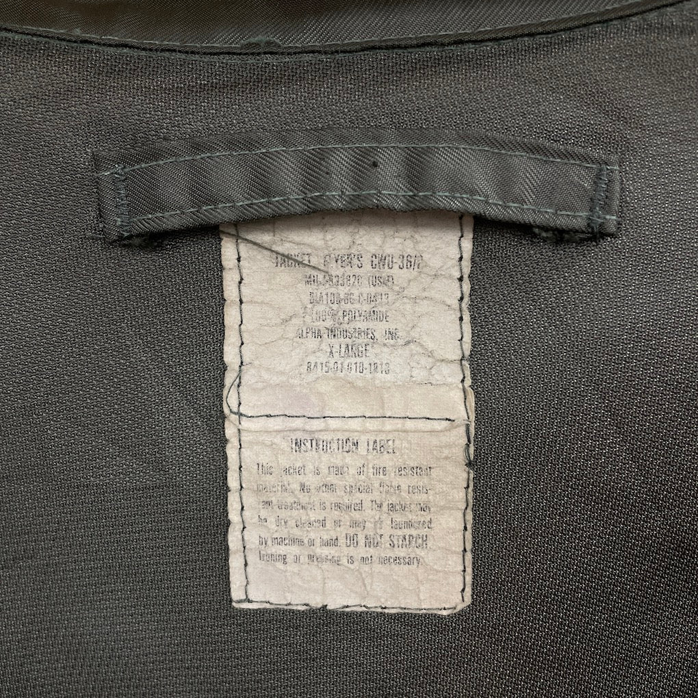 80s vintage U.S.ARMY USAF CWU-36/P フライトジャケット 米軍 ミリタリー ジップアップ フルジップ 軍モノ