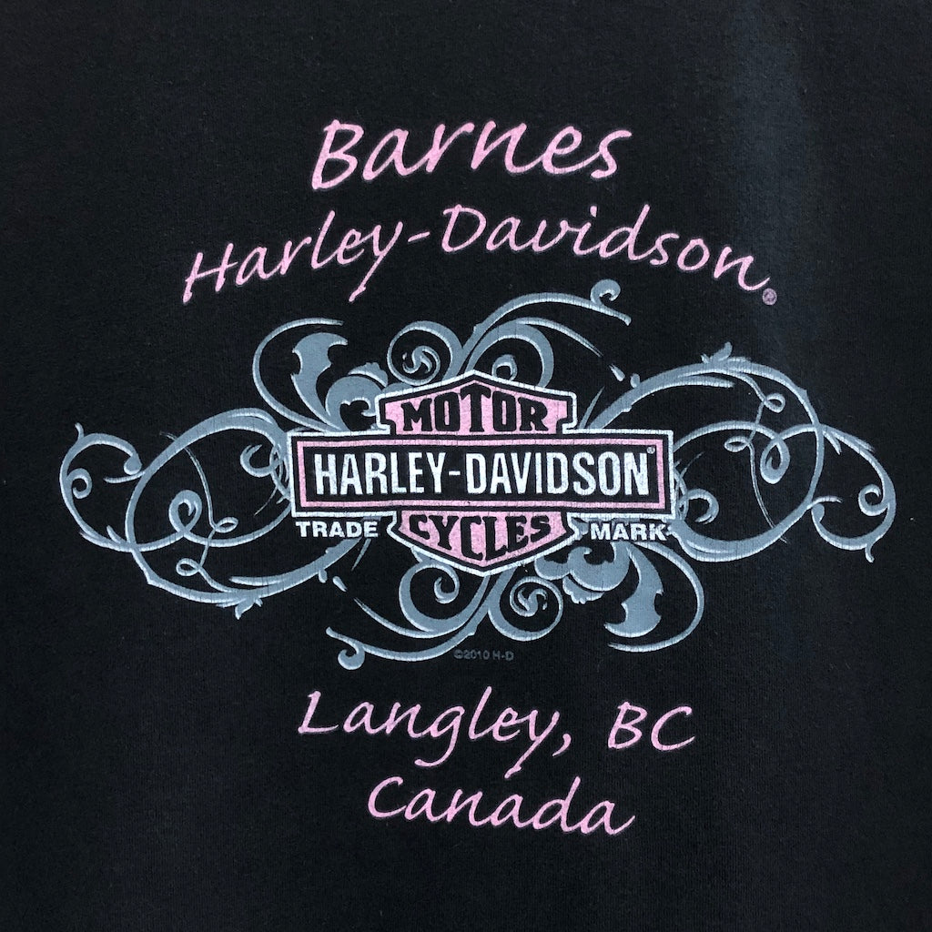 USA製 HARLEY-DAVIDSON ハーレーダヴィッドソン レディース Vネック プリントTシャツ 半袖 カットソー 2012年