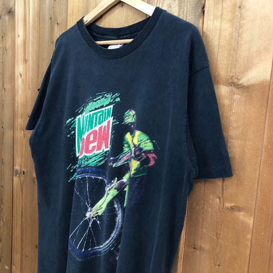 90s vintage USA製 Littlefield Adams & Co リトルフィールドアダムスアンドシーオー Mountain Dew マウンテンデュー プリントTシャツ 半袖 カットソー コットン