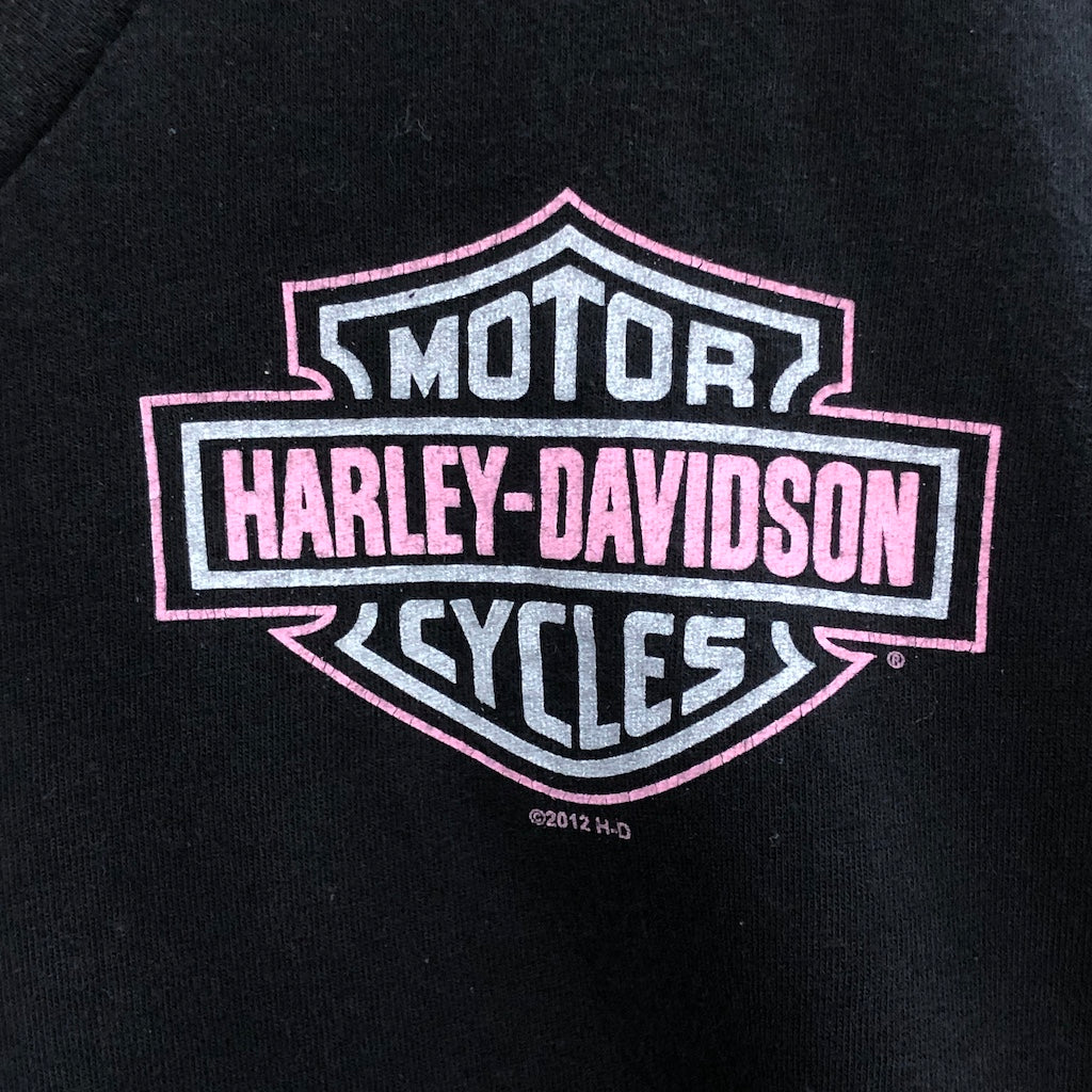USA製 HARLEY-DAVIDSON ハーレーダヴィッドソン レディース Vネック プリントTシャツ 半袖 カットソー 2012年